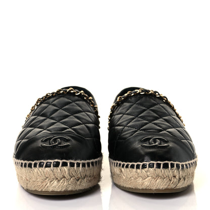 Chanel Lambskin Quilted CC Chain Espadrilles 39 Black 2 of 10