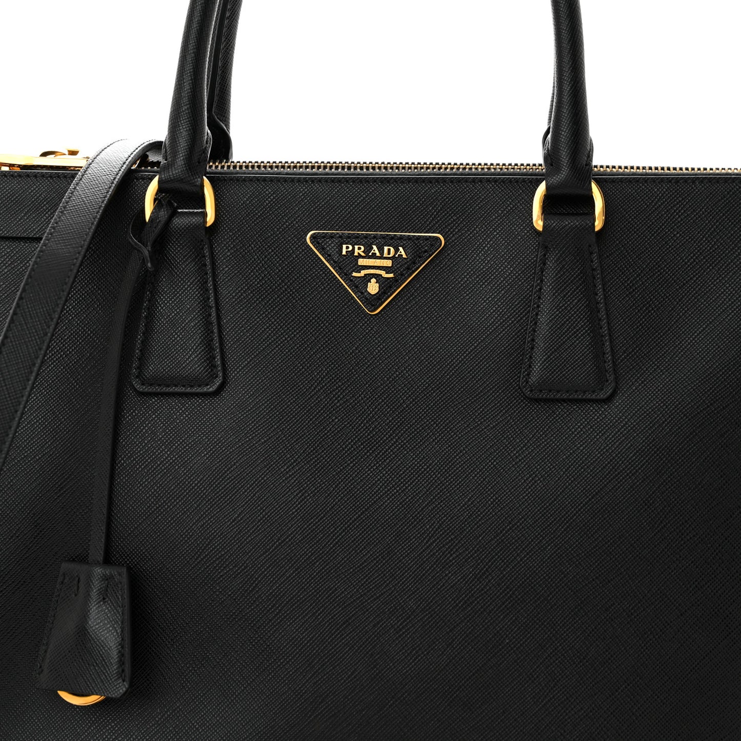 Saffiano Medium Galleria Double Zip Tote Black
