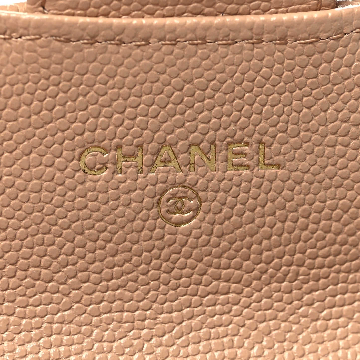 Caviar Quilted Flap Card Holder Wallet Beige
