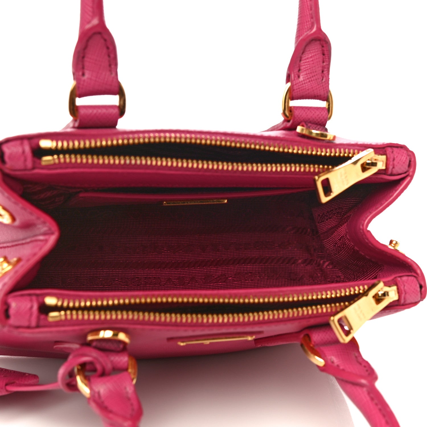 Prada Saffiano Lux Micro Galleria Double Zip Tote Fuxia 7 of 12