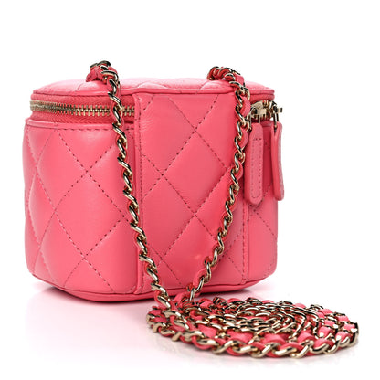 Chanel Lambskin Quilted Mini Vanity Case With Chain Dark Pink 2 of 11