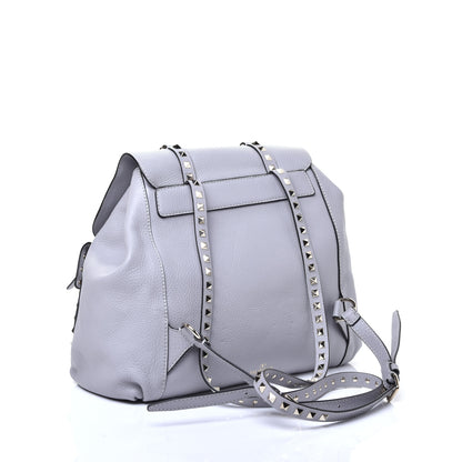 Valentino Garavani Pebbled Calfskin Rockstud Double Pocket Backpack Pastel Grey 2 of 8