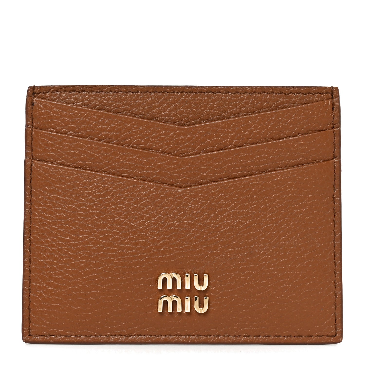 Miu Miu Vitello Daino Card Holder Cognac 1 of 7