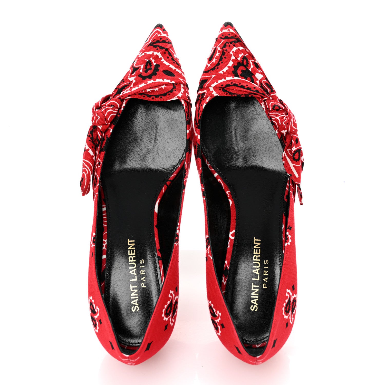 Saint Laurent Bandana Charlotte Kitten Heel Pumps 37 Red 2 of 9