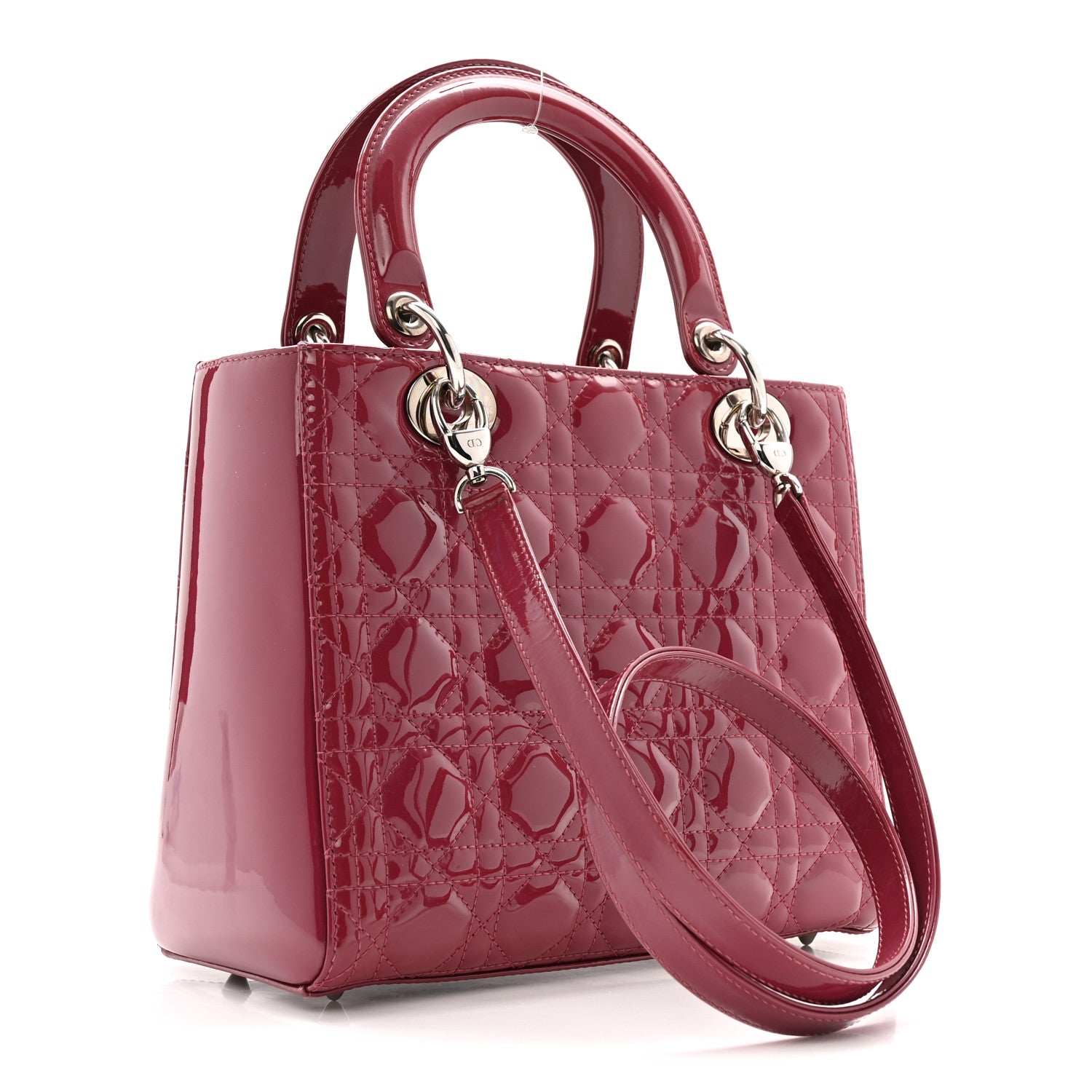Christian Dior Patent Cannage Medium Lady Dior Dark Pink 3 of 13