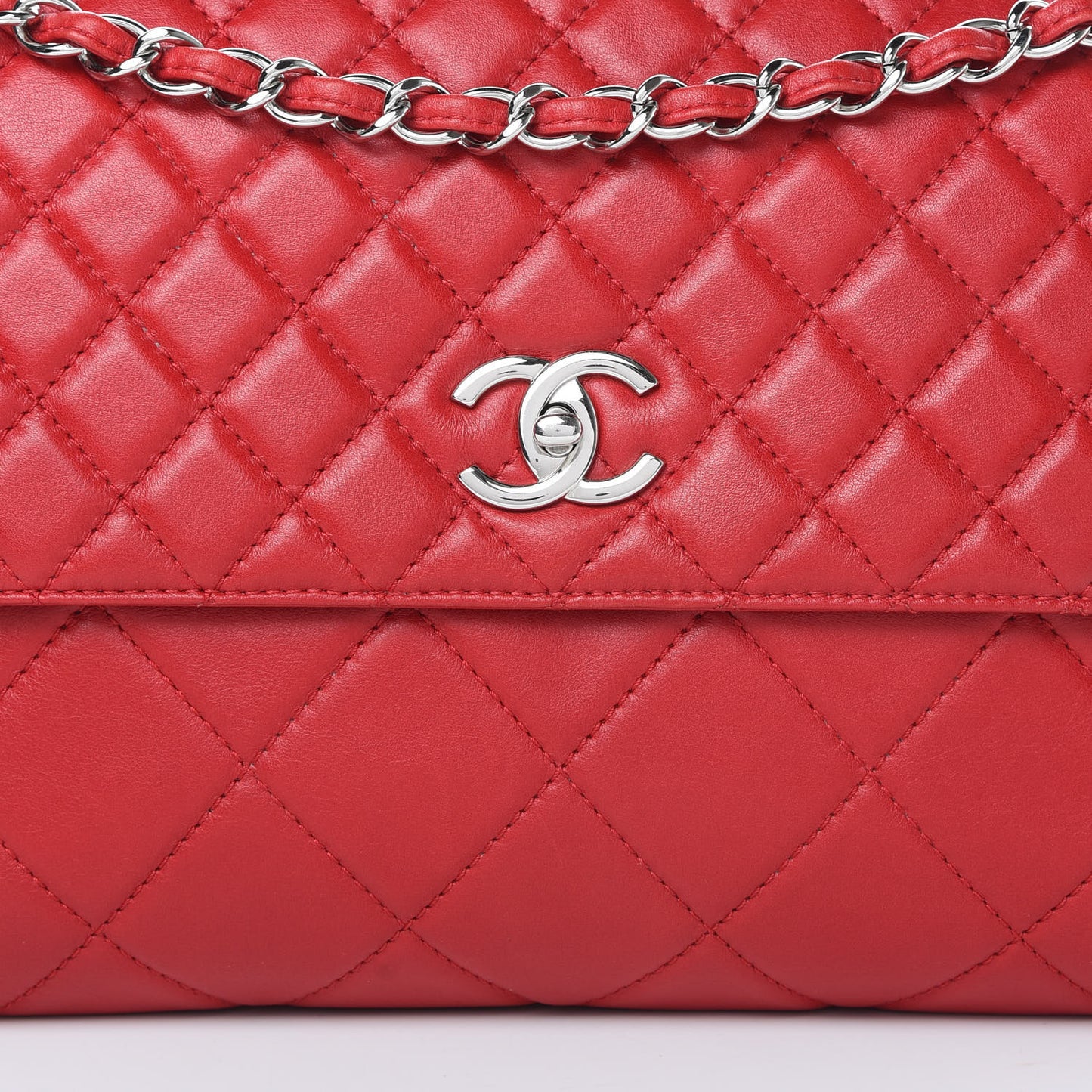 Calfskin Quilted In the Business Flap Bag Red