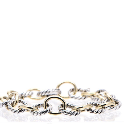 David Yurman Sterling Silver 18K Yellow Gold 10mm Medium Oval Link Bracelet 1 of 5