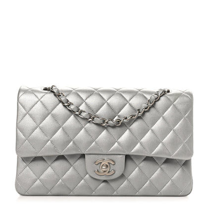 Chanel Metallic Lambskin Quilted Medium Double Flap Silver 1 of 10