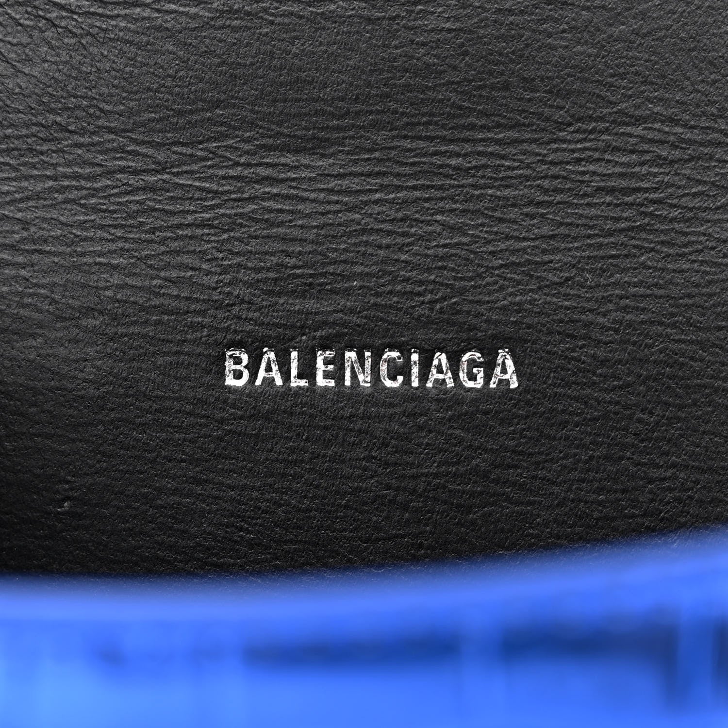 Balenciaga Metallic Shiny Calfskin Crocodile Embossed Hourglass Top Handle Bag XS Royal Blue 6 of 13