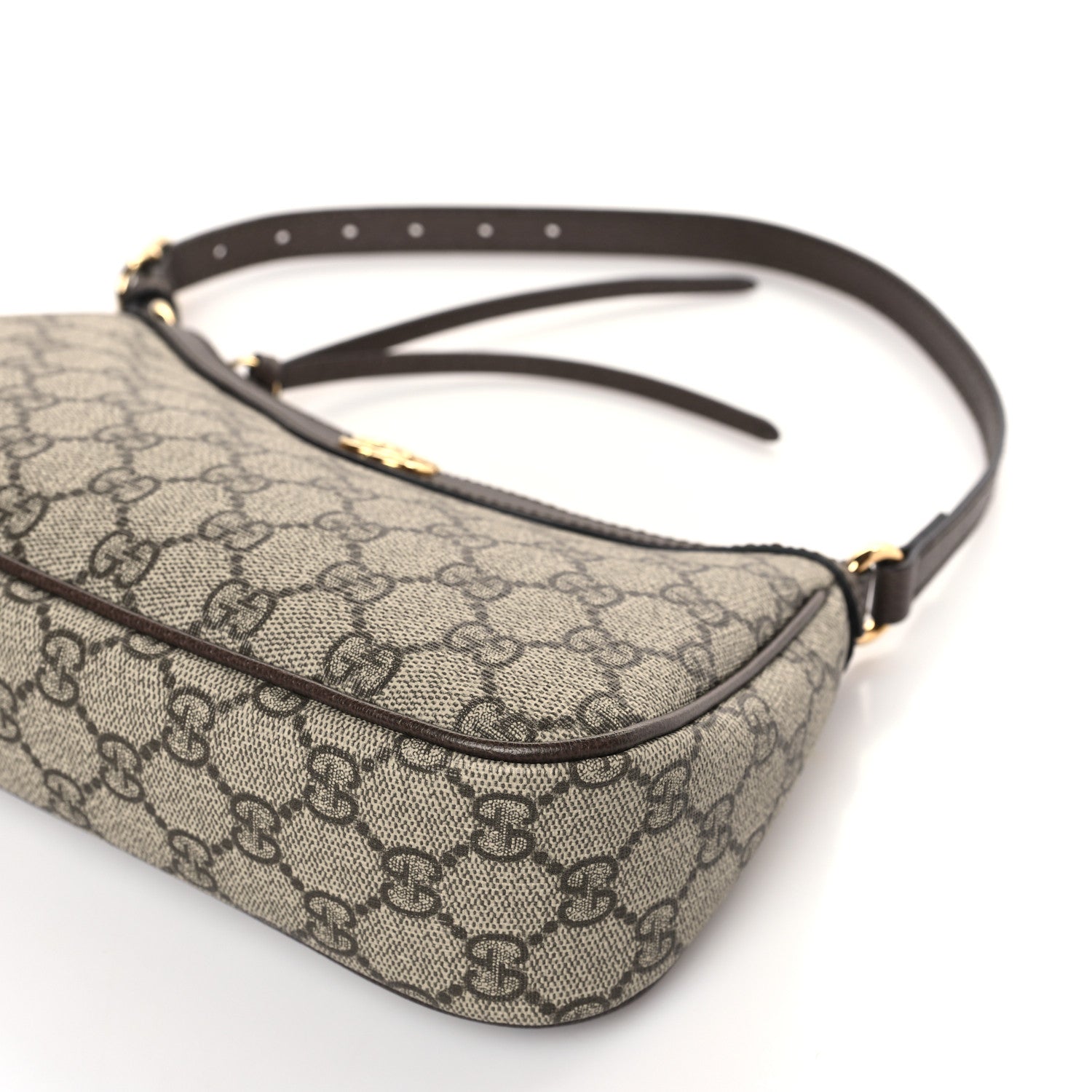 Gucci GG Supreme Monogram Textured Dollar Calfskin Small Ophidia Hobo Beige Ebony New Acero 9 of 9