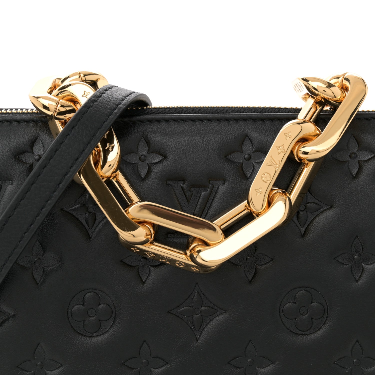 Louis Vuitton Lambskin Embossed Monogram Coussin BB Black 7 of 9