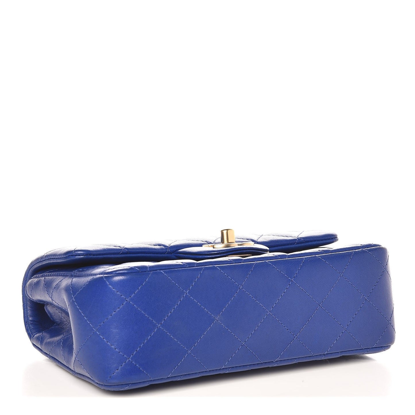 Lambskin Quilted Mini Rectangular Flap Dark Blue