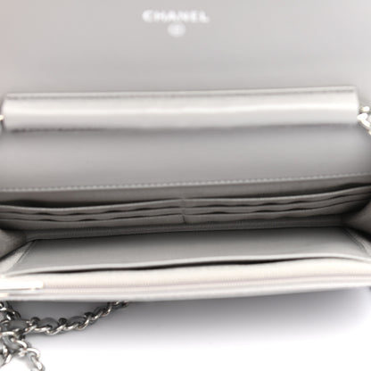 Chanel Lambskin Quilted Wallet On Chain WOC Grey 5 of 14
