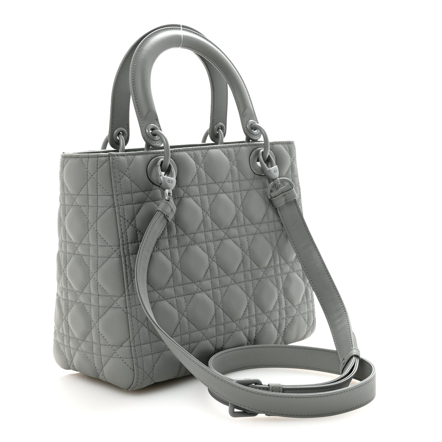 Ultra Matte Calfskin Cannage Medium Lady Dior Grey Stone