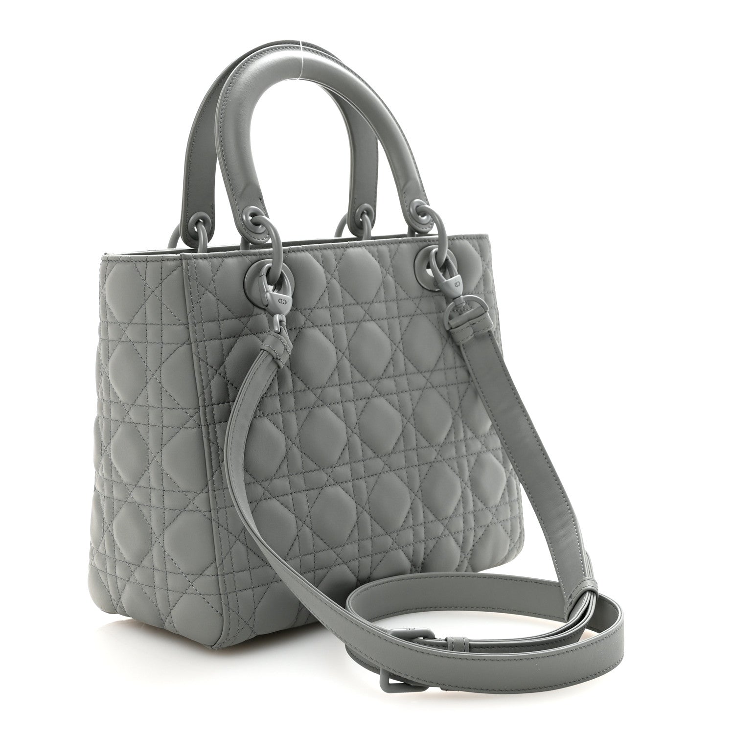 Christian Dior Ultra Matte Calfskin Cannage Medium Lady Dior Grey Stone 3 of 9