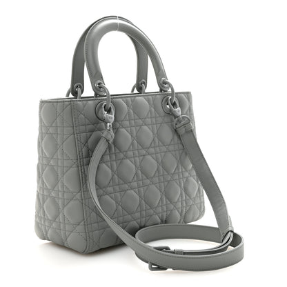 Christian Dior Ultra Matte Calfskin Cannage Medium Lady Dior Grey Stone 3 of 9