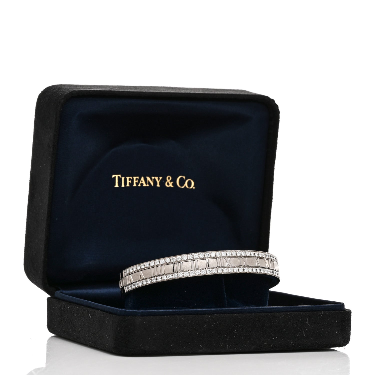 Tiffany 18K White Gold Diamond Atlas Hinged Bangle Bracelet 4 of 4