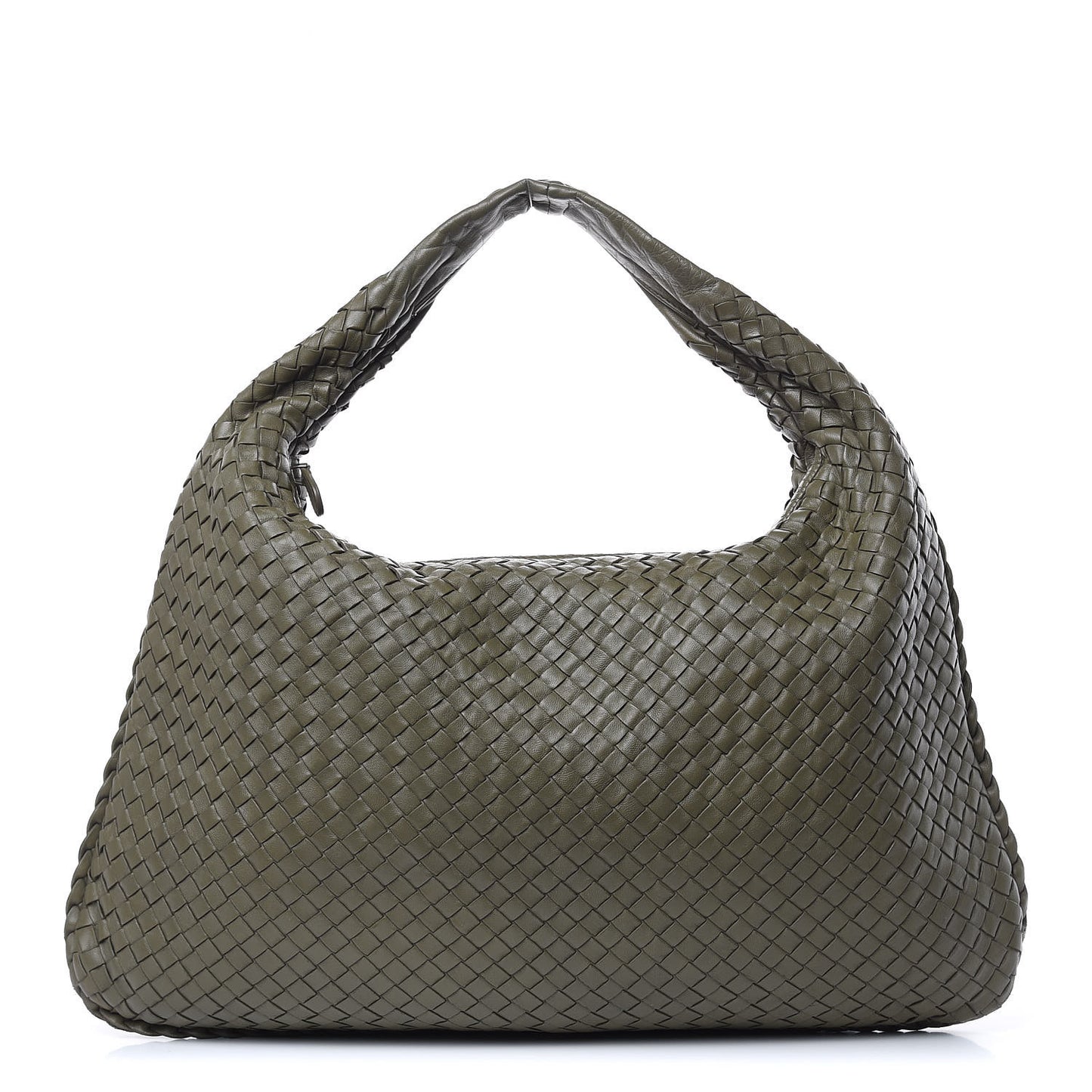 Nappa Intrecciato Large Veneta Hobo Kaki Fondente
