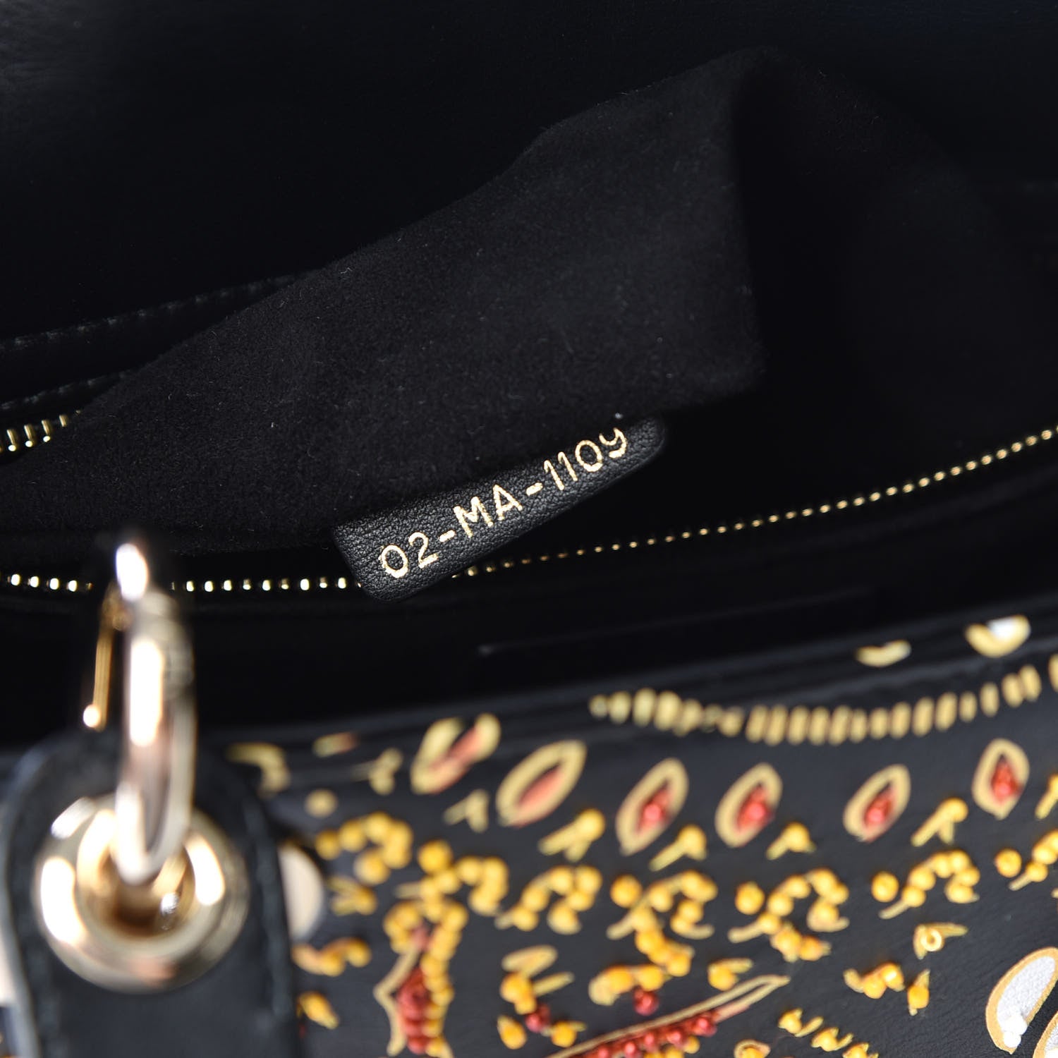 Christian Dior Smooth Calfskin Embroidered Animals Medium Lady Dior Black Multicolor 8 of 10