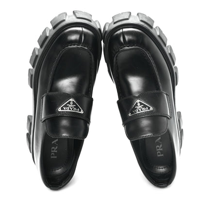 Prada Spazzolato Rois Metal Triangle Logo Monolith 55mm Loafers 38.5 Black 38.5 Black 2 of 10