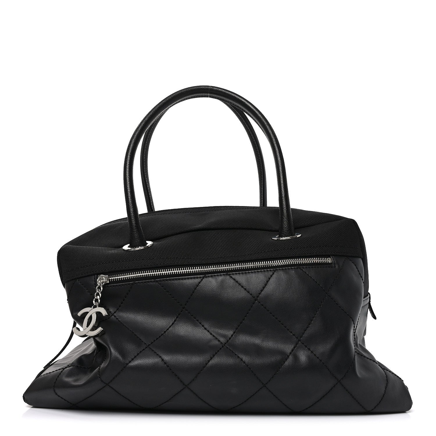 Chanel Coated Canvas Quilted Paris Biarritz Bowler Black 1890966