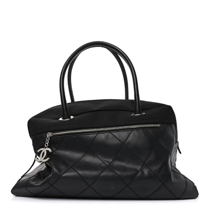 Chanel Coated Canvas Quilted Paris Biarritz Bowler Black 1 of 10