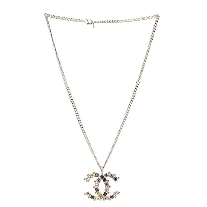 Chanel Crystal Baguette Large CC Pendant Necklace Gold Multicolor 3 of 6