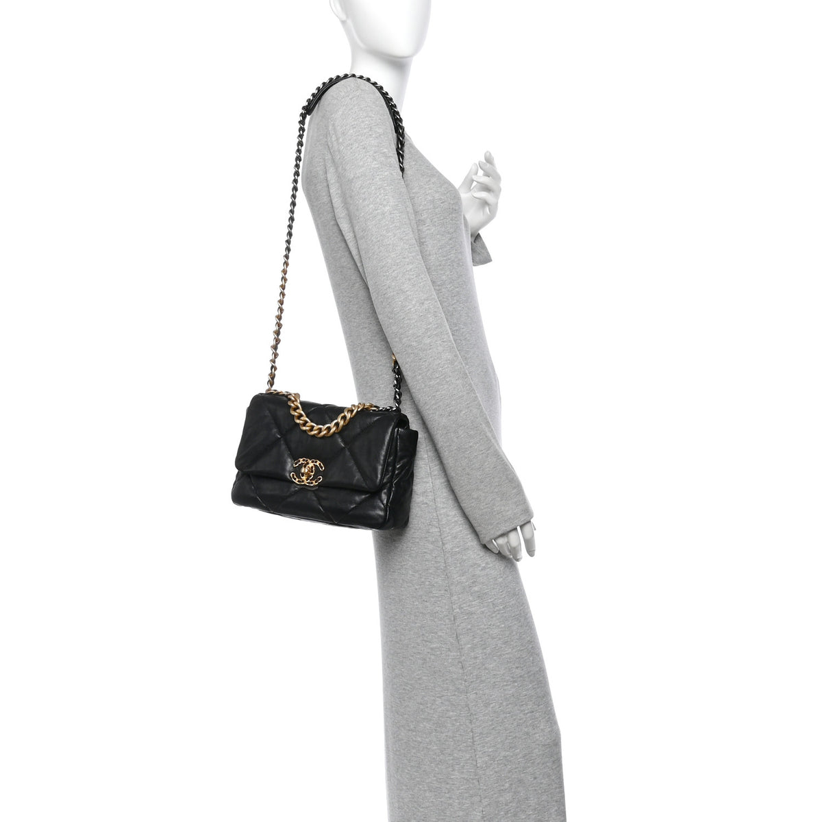 Lambskin Quilted Medium Chanel 19 Flap Black