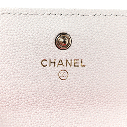 Chanel Caviar Metal Perforated Quilted CC Flap Card Holder White 6 of 9