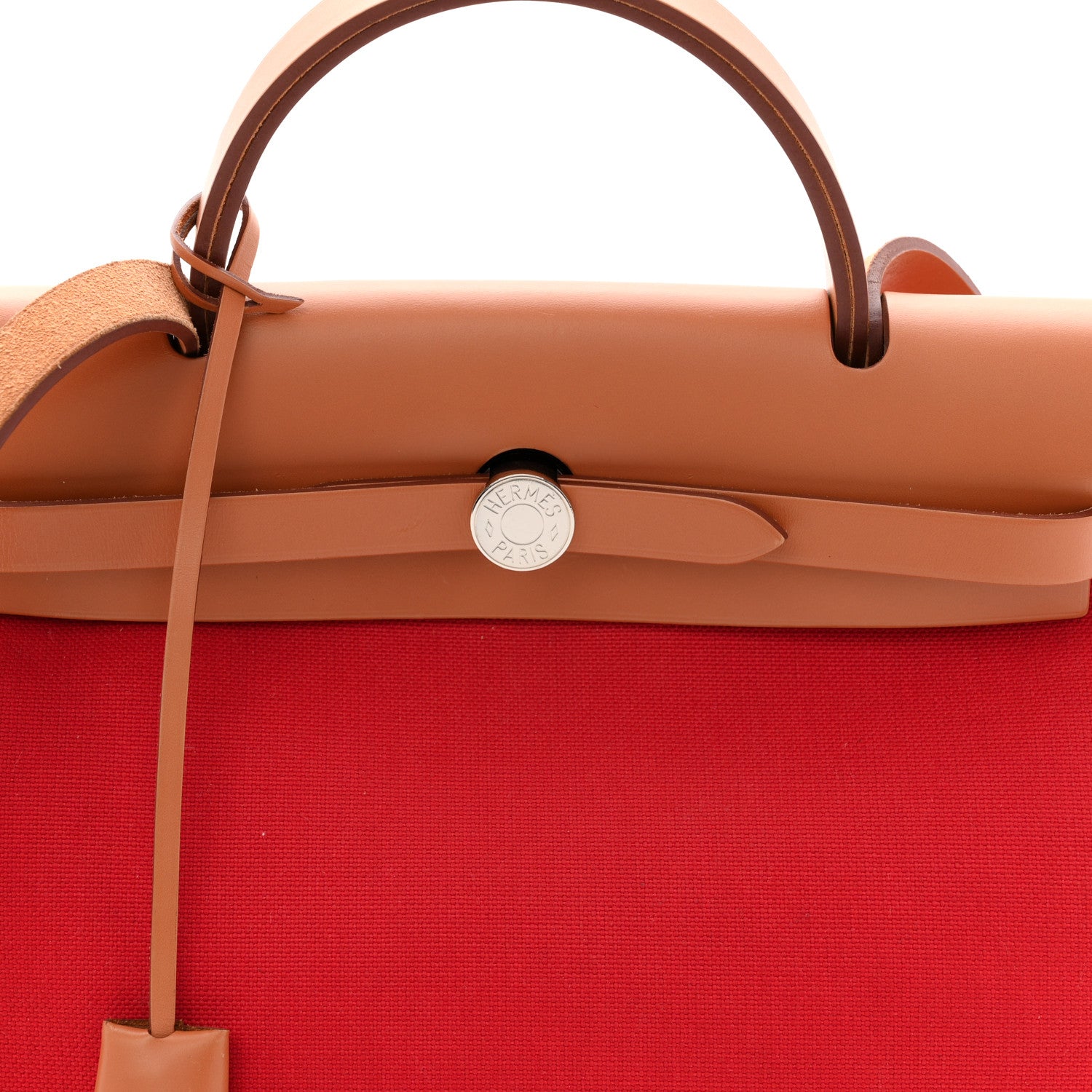 Hermes Vache Hunter Toile Herbag Zip 31 PM Rouge Tomate Natural 17 of 21