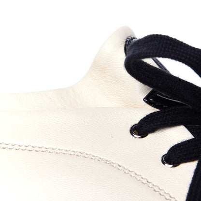 Chanel Lambskin Patent Cap Toe CC Sneakers 35.5 White Black 10 of 12