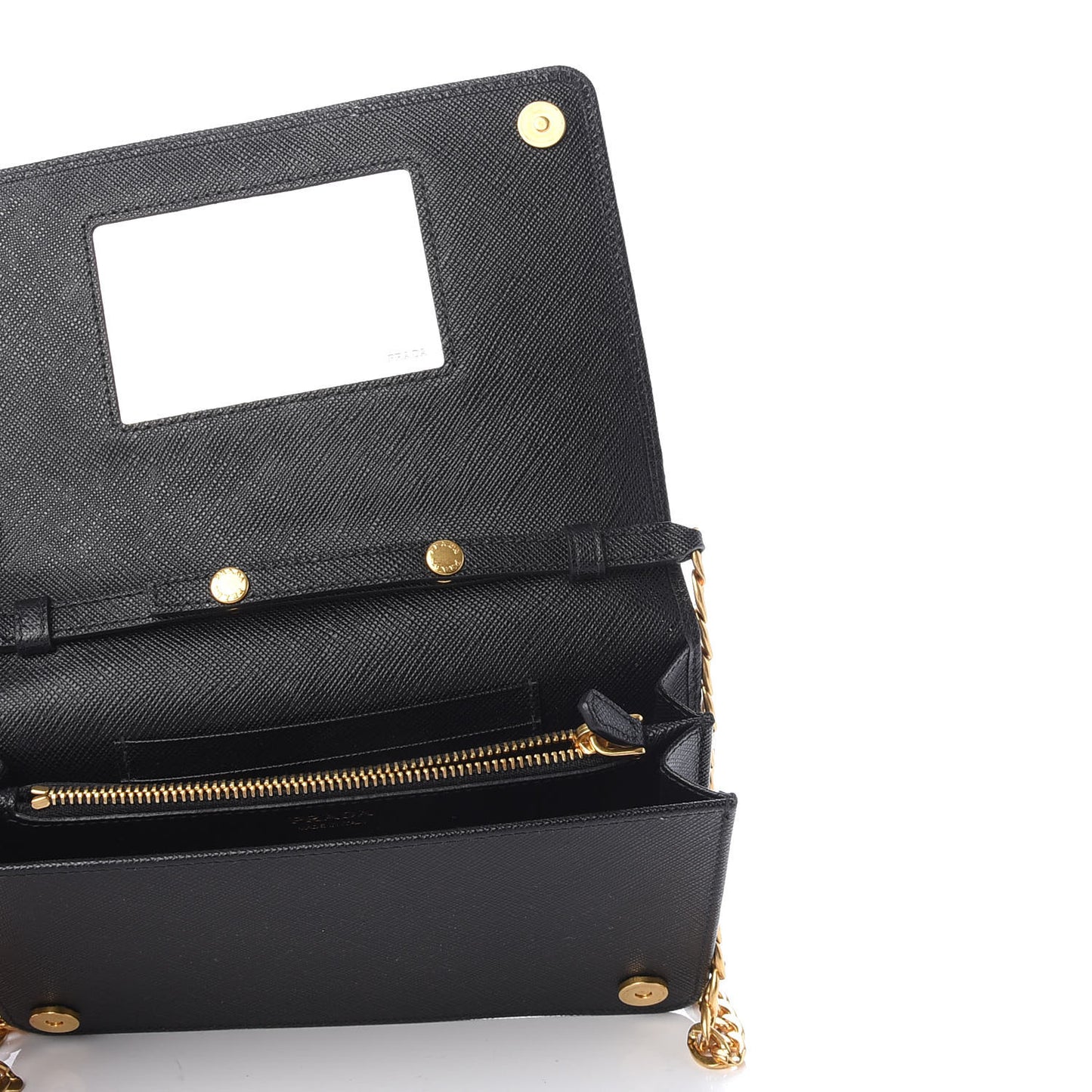 Saffiano Lux Chain Wallet Black