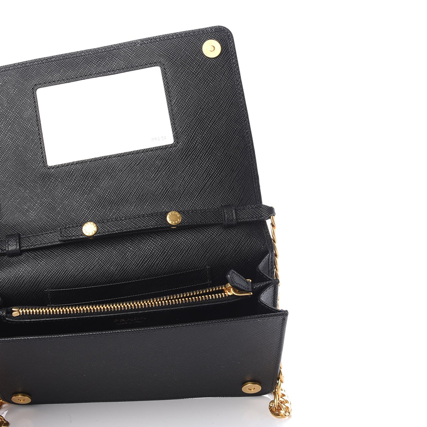 Prada Saffiano Lux Chain Wallet Black 5 of 8