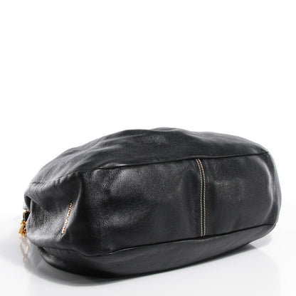Miu Miu Leather Medium Bamboo Handle Shoulder Bag Black 4 of 9