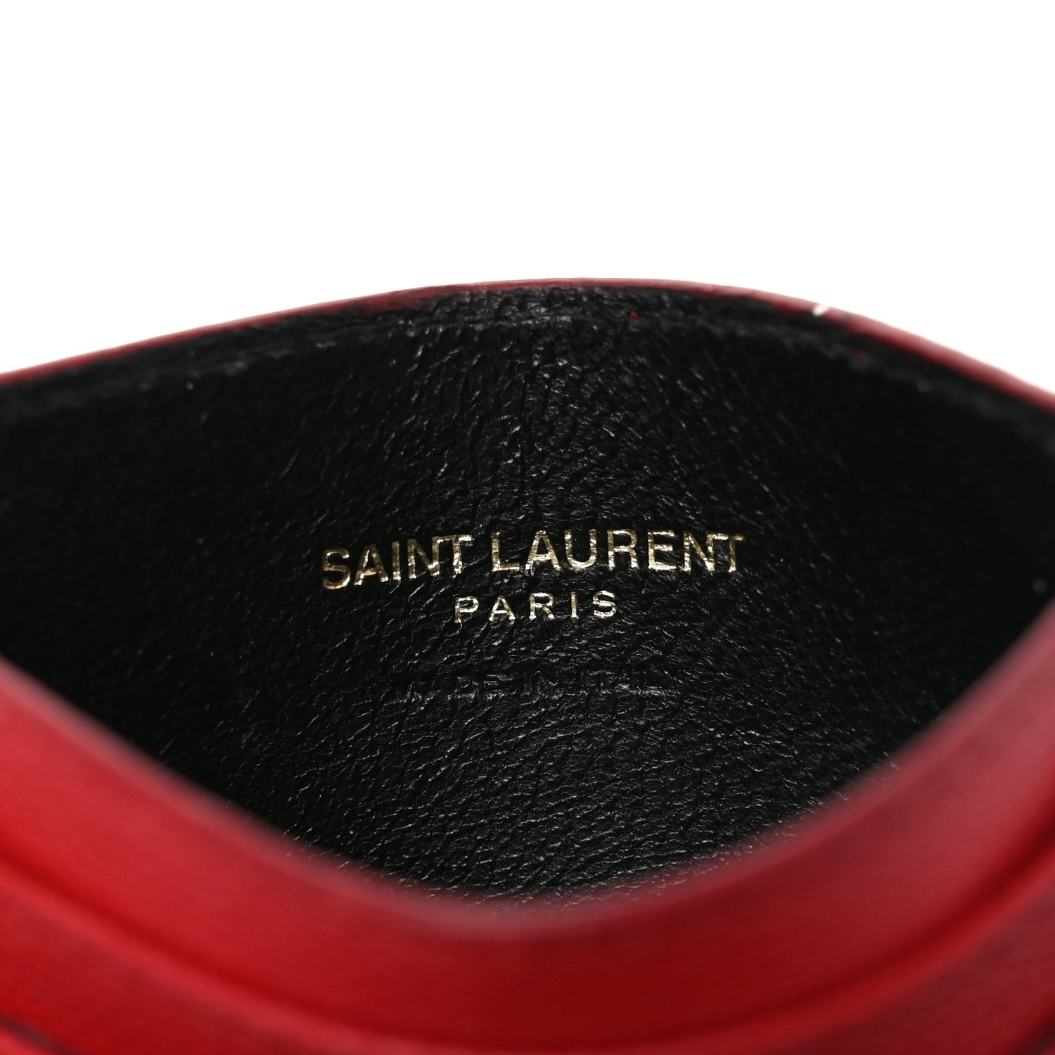 Saint Laurent Grain De Poudre Matelasse Chevron Monogram Credit Card Case New Red 6 of 10
