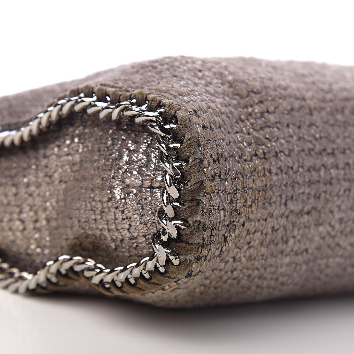 Metallic Tricot Falabella Fold Over Tote Grey