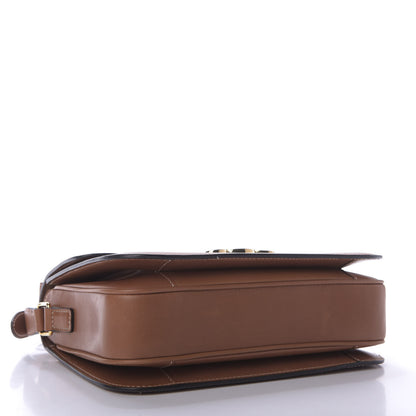 Celine Natural Calfskin Chaine Triomphe Jacquard Canvas Medium Triomphe Bag Navy Tan 4 of 9