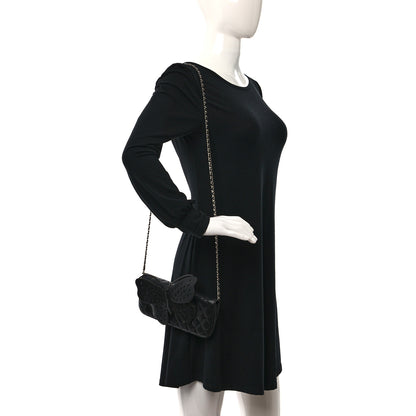 Chanel Lambskin Quilted Butterfly Clutch With Chain Black 2 of 9