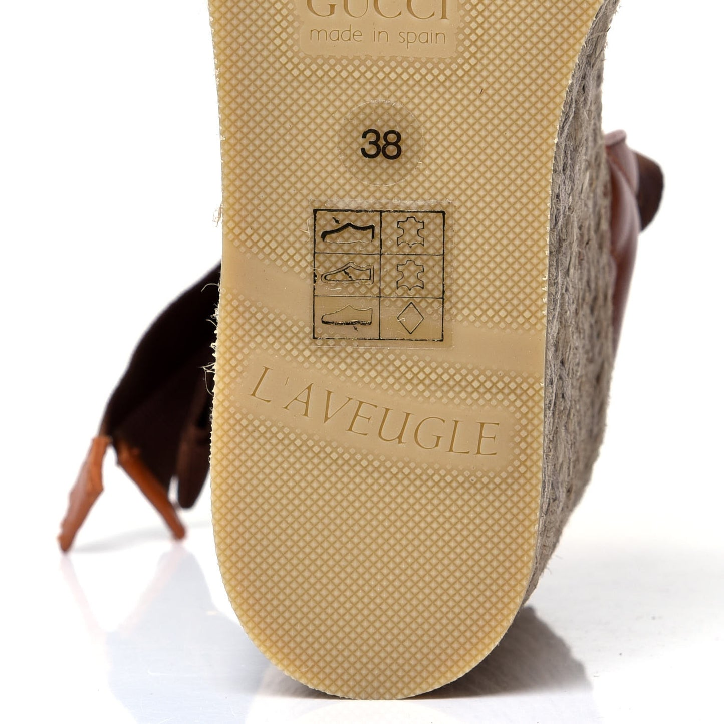 Nappa Matelasse GG Marmont Ankle Wrap Platform 35/120mm Espadrille Wedges 38 Cognac