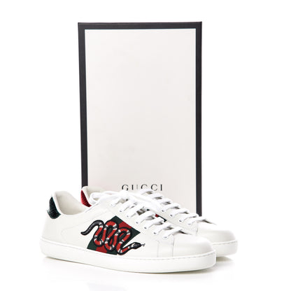 Gucci Calfskin Ayers Web Kingsnake Embroidered Mens Ace Sneakers 9 Green Red 9 of 9