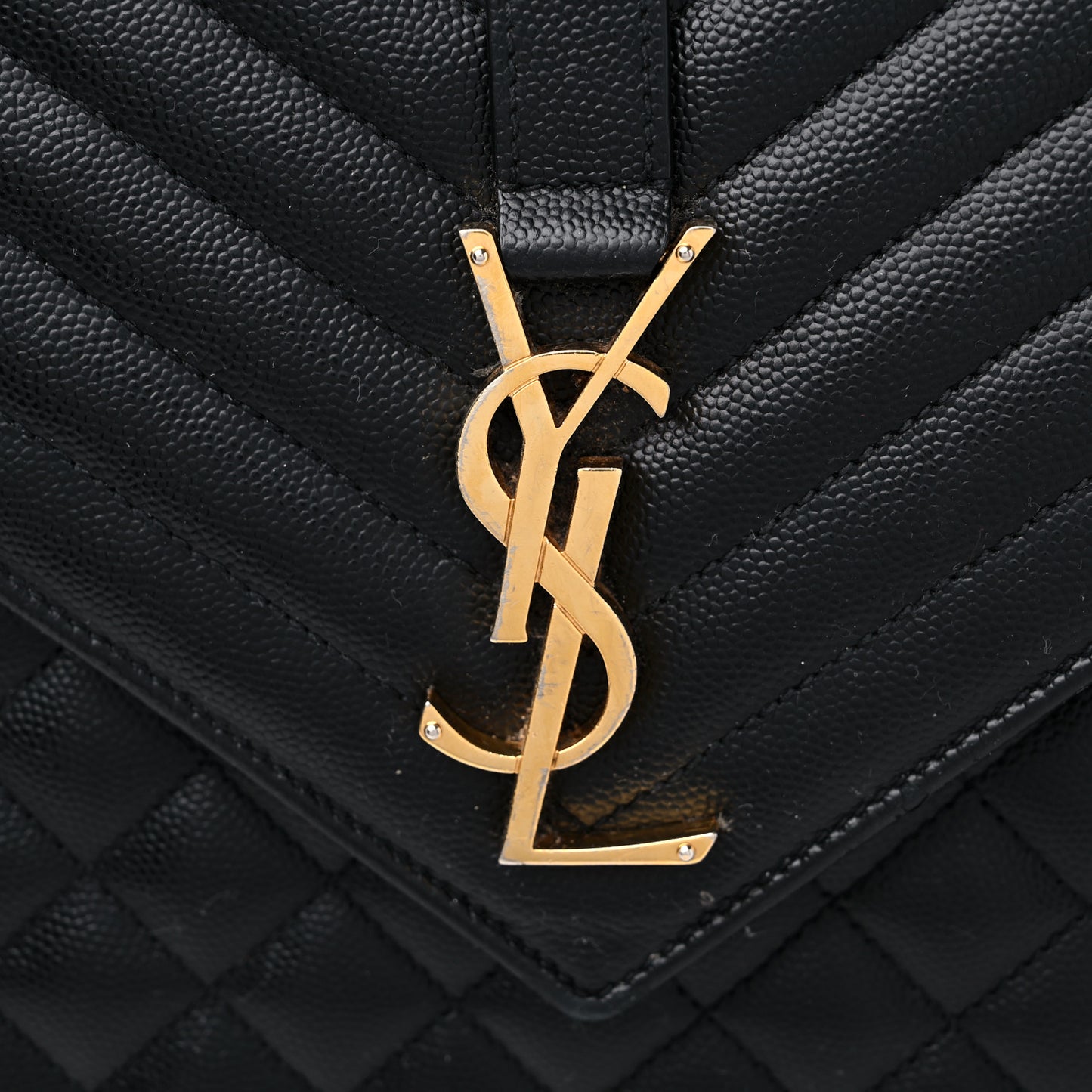 Grain De Poudre Textured Mixed Matelasse Large Triquilt Monogram Satchel Black