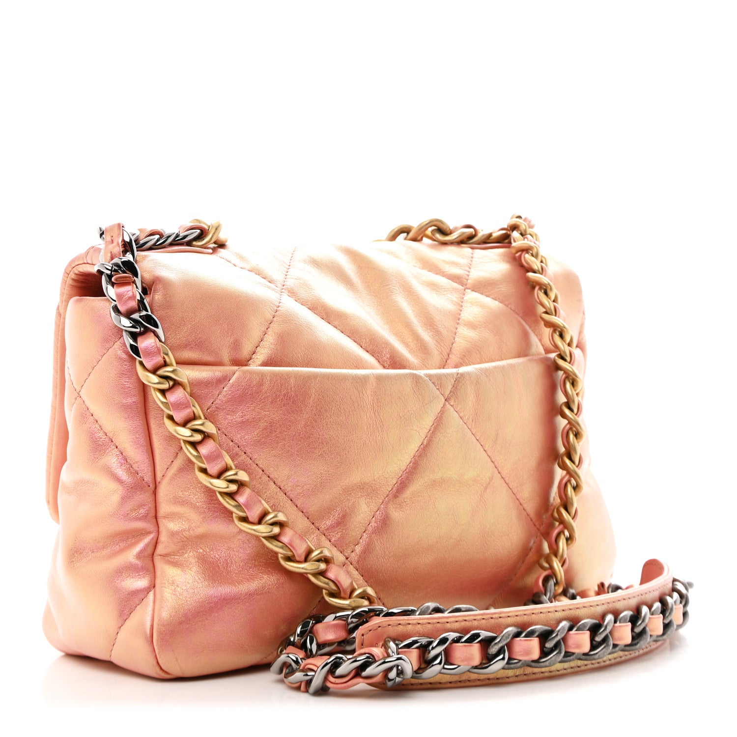 Chanel Iridescent Calfskin Quilted Medium Chanel 19 Flap Pink 3 of 11