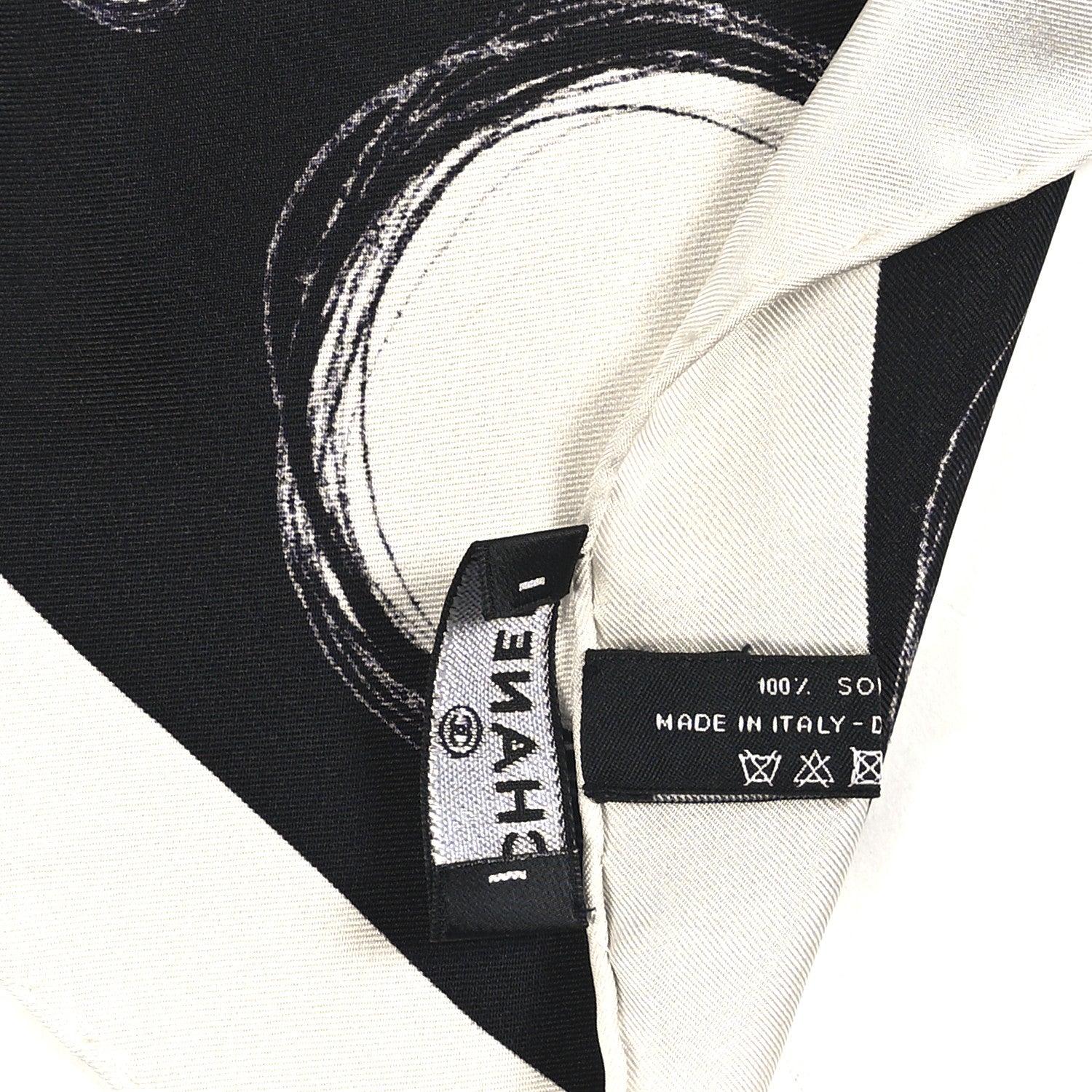 Chanel Silk CC Planet Scarf White Black 7 of 8