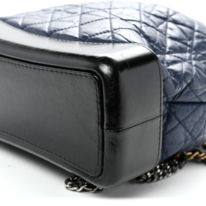 Chanel Aged Calfskin Quilted Gabrielle Backpack Navy Black 10 of 10