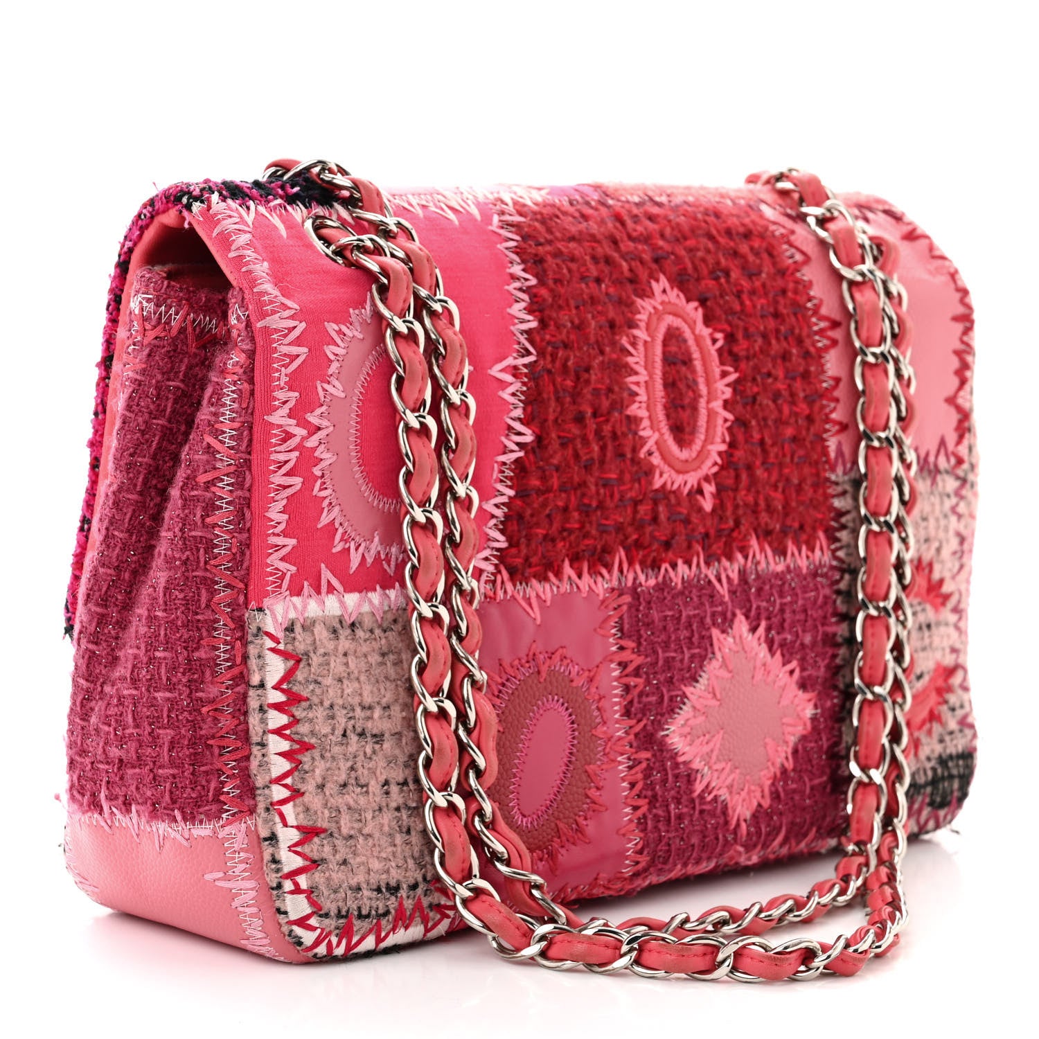 Chanel Tweed Patchwork Jumbo Single Flap Pink 3 of 12