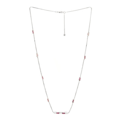 Gucci 18K White Gold Pink Tourmaline Link to Love Bar Necklace 3 of 6