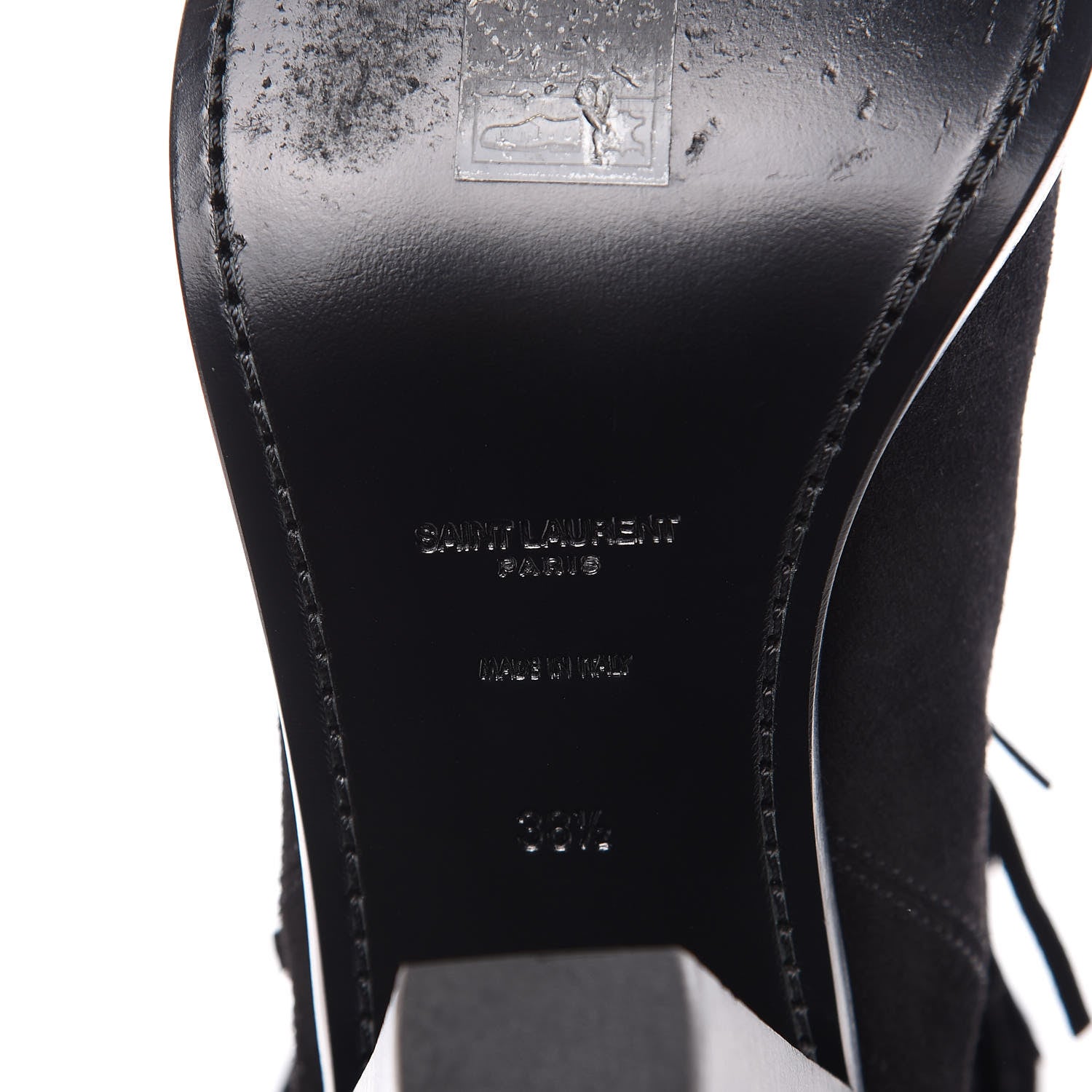 Saint Laurent Suede Fringe Curtis 80 Ankle Boots 38.5 Black 7 of 10