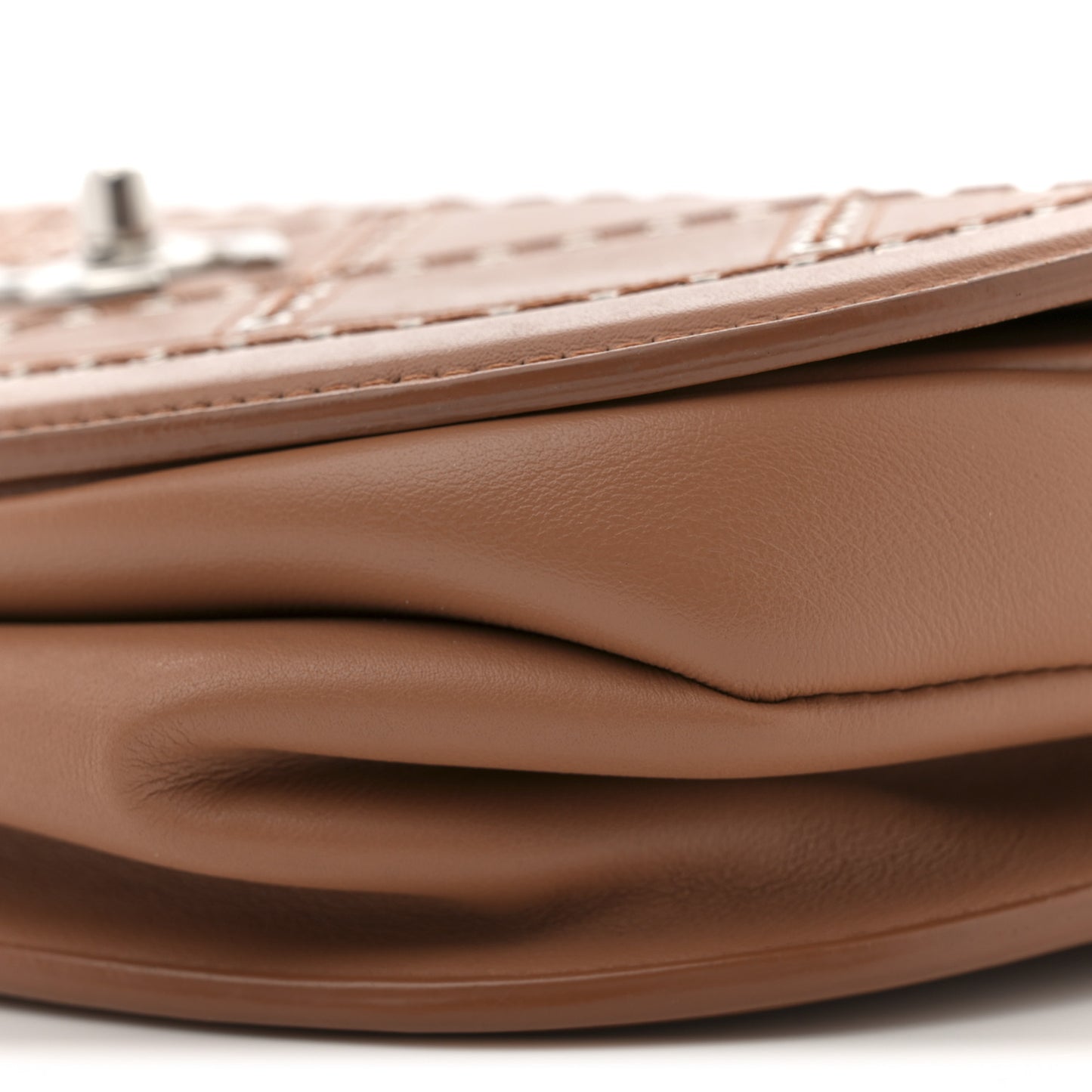 Calfskin Coco Eyelets Small Flap Bag Camel