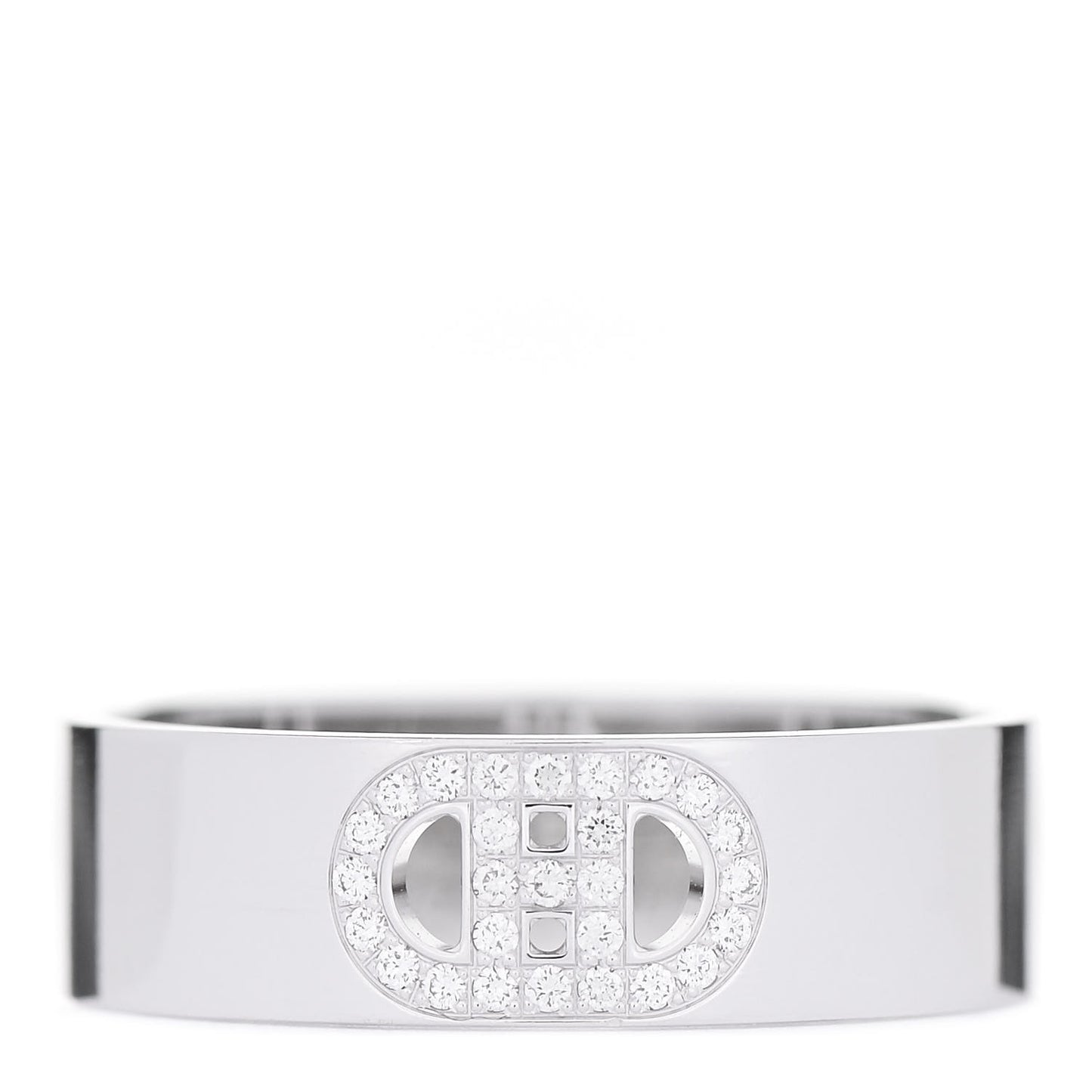 18K White Gold Diamond PM H D'Ancre Ring 53 6.5