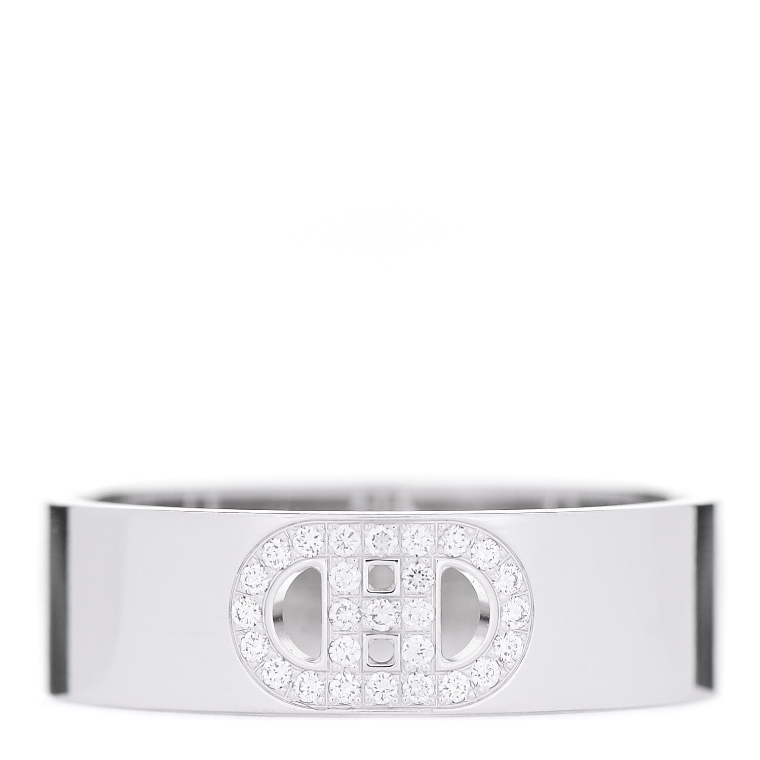 Hermes 18K White Gold Diamond PM H D'Ancre Ring 53 6.5 1 of 4